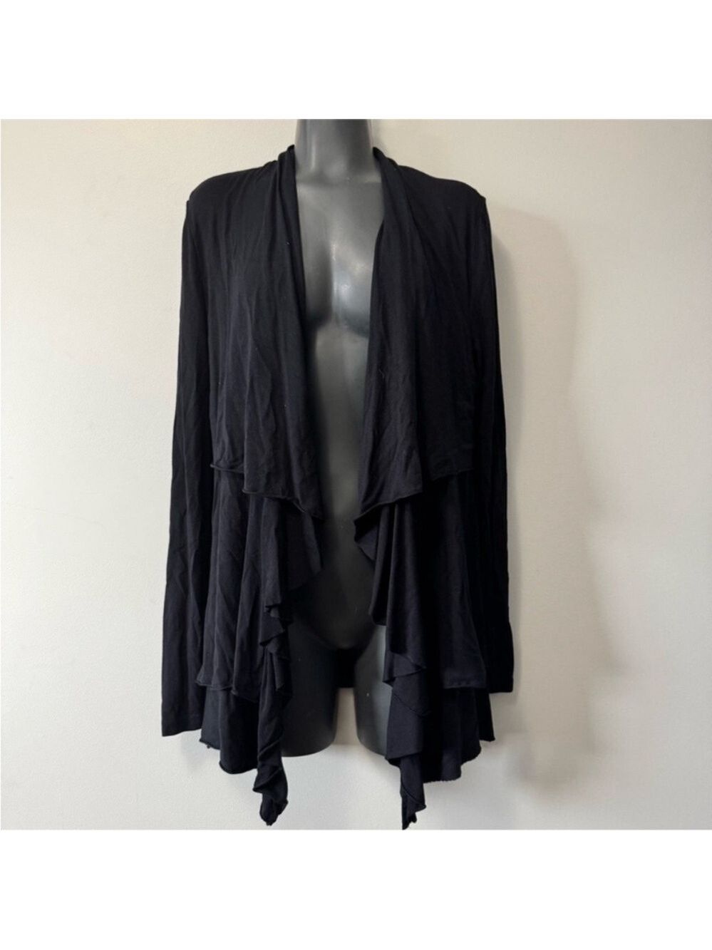Joseph Ribkoff Elegant Black Waterfall Cardigan - Picture 1 of 4